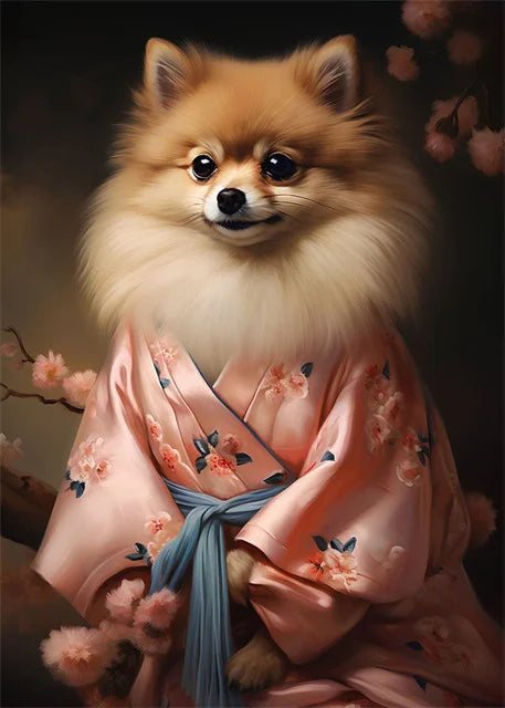 Yorkie & Kimono Renaissance Canvas