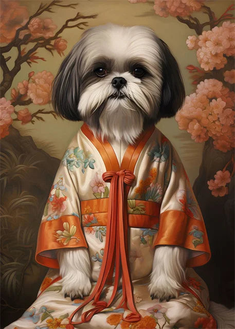 Yorkie & Kimono Renaissance Canvas